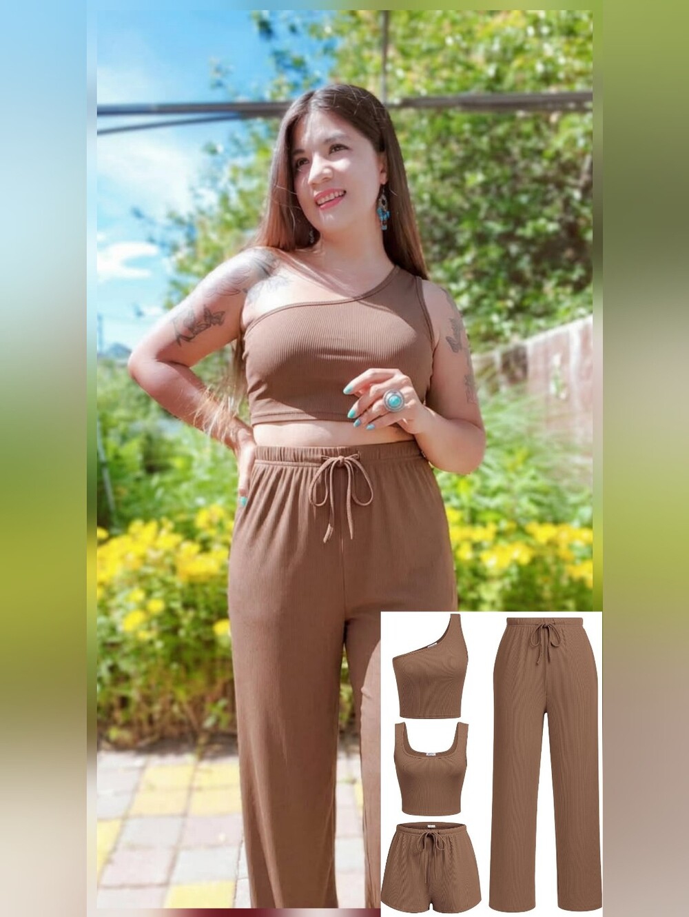 4pcs Casual Lounge Set - Tops, Shorts And Pants